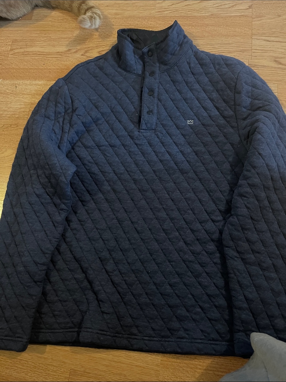 crown & ivy Quilted Navy Snap-Front Pullover
